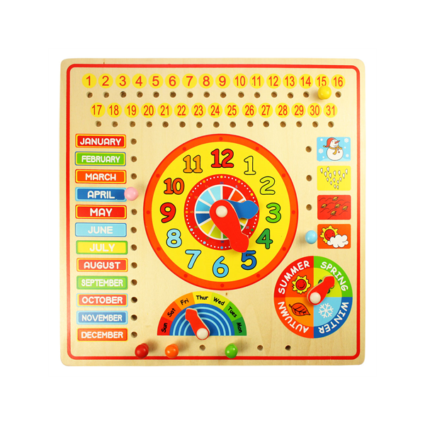 Drewniany kalendarz i zegar edukacyjny, Bigjigs