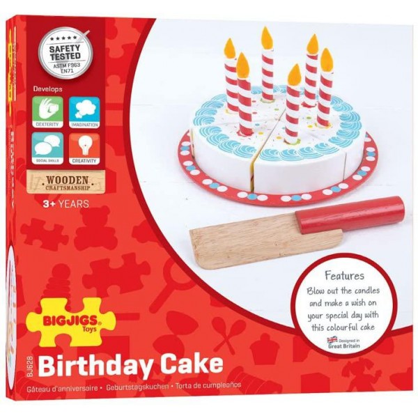 Drewniany tort  urodzinowe ze świeczkami, Bigjigs