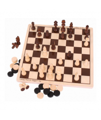 Drewniane szachy i warcaby -zestaw gier, Bigjigs