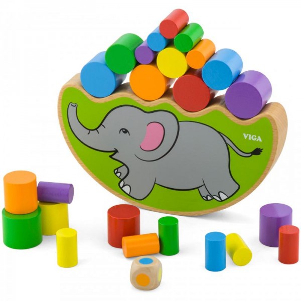 Drewniany balansujący słoń- gra zręcznościowa Viga