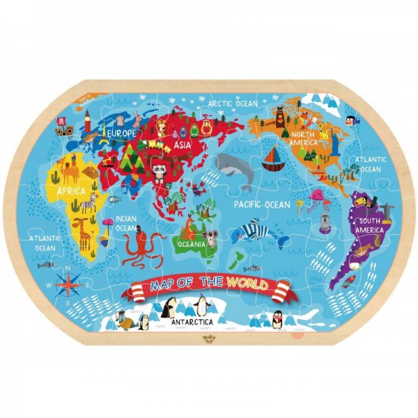 Drewniane Puzzle Mapa Świata, Tooky Toy