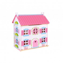 Bajkowy, dwupiętrowy drewniany domek dla lalek Tooky Toy