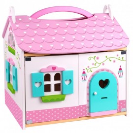 Bajkowy, różowy drewniany domek dla lalek Tooky Toy