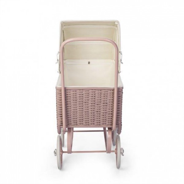 Wózek Doll Pram Retro Rattan Pink, by ASTRUP