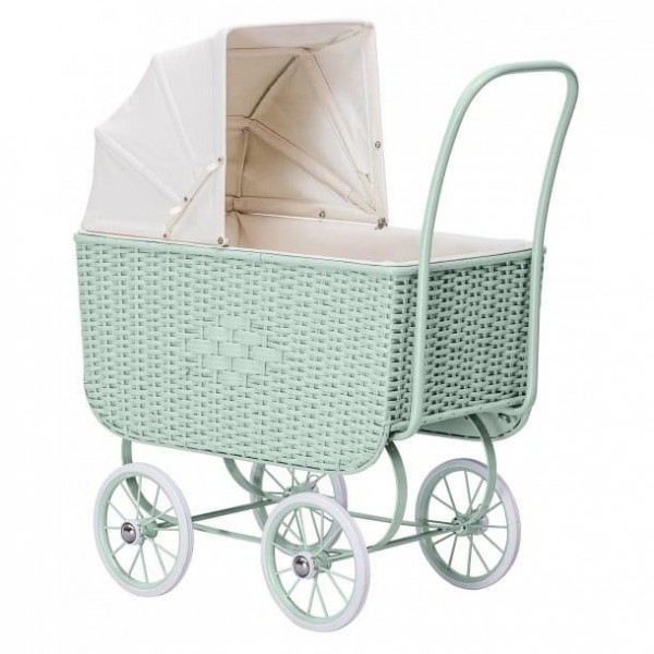 Wózek Doll Pram Retro Rattan Green, by ASTRUP