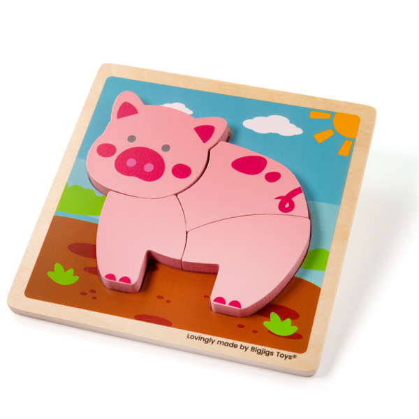 Drewniane puzzle dla najmłodszych świnia, Bigjigs