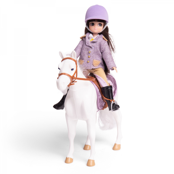 Lottie lalka dżokejka z koniem białym - zestaw