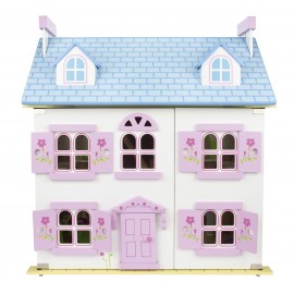 Drewniany domek dla lalek - pastelowa rezydencja