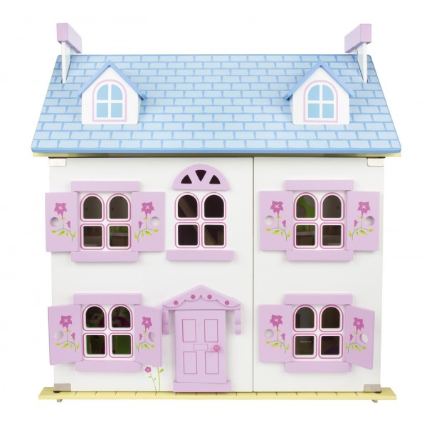 Drewniany domek dla lalek - pastelowa rezydencja