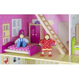 Drewniany domek dla lalek - pastelowa rezydencja