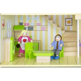 Drewniany domek dla lalek - pastelowa rezydencja