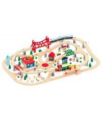 Kolejka drewniana 130 elementów, 700 cm trakcji Kolejka drewniana 130 elementów, 700 cm trakcji