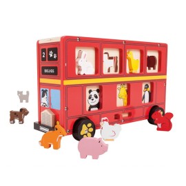 Czerwony autobus - sorter zwierzaków, Bigjigs Toys