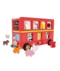 Czerwony autobus - sorter zwierzaków, Bigjigs Toys