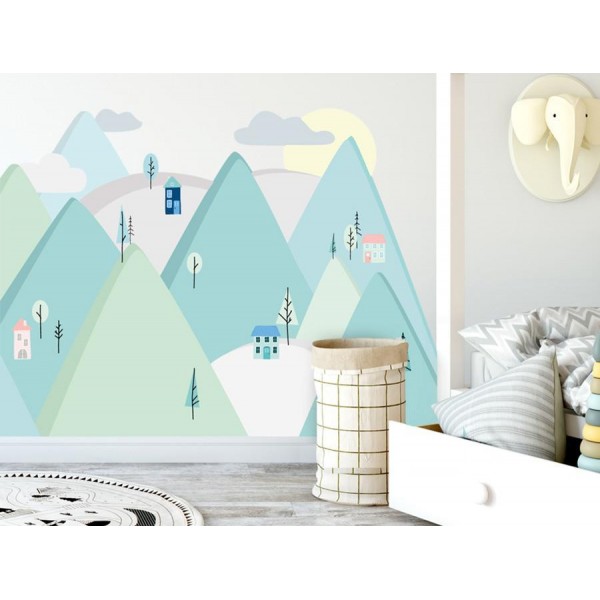 Naklejki ścienne góry miętowe L 180 x 90 cm Naklejki ścienne góry miętowe L 180 x 90 cm