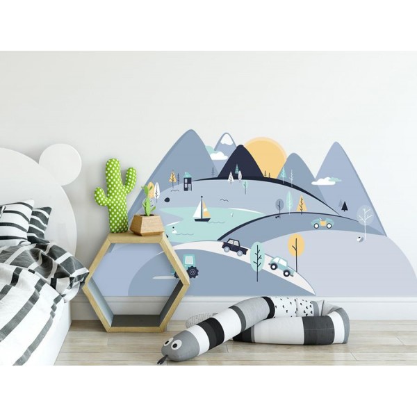 Naklejki ścienne góry miętowe L 180 x 90 cm Naklejki ścienne góry miętowe L 180 x 90 cm