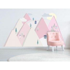 Naklejki ścienne góry różowe  S 150 x 75 cm