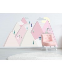 Naklejki ścienne góry różowe S 150 x 75 cm Naklejki ścienne góry różowe S 150 x 75 cm