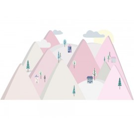 Naklejki ścienne góry różowe  S 150 x 75 cm