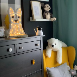 Buldog  -drewniana lampa LED, Lights My Love