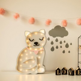 Kotek -drewniana lampa LED Lights My Love